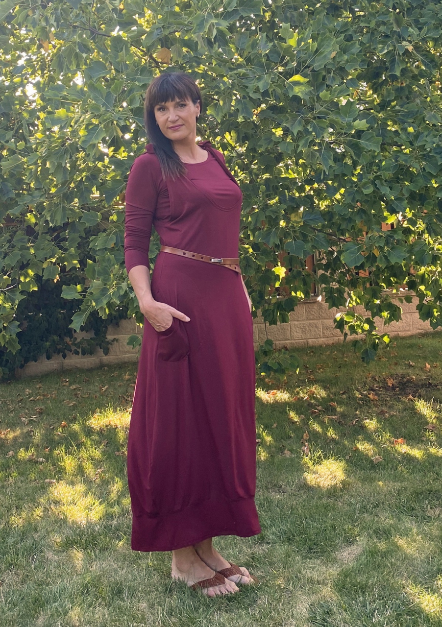 Vínově červená šatová sukně