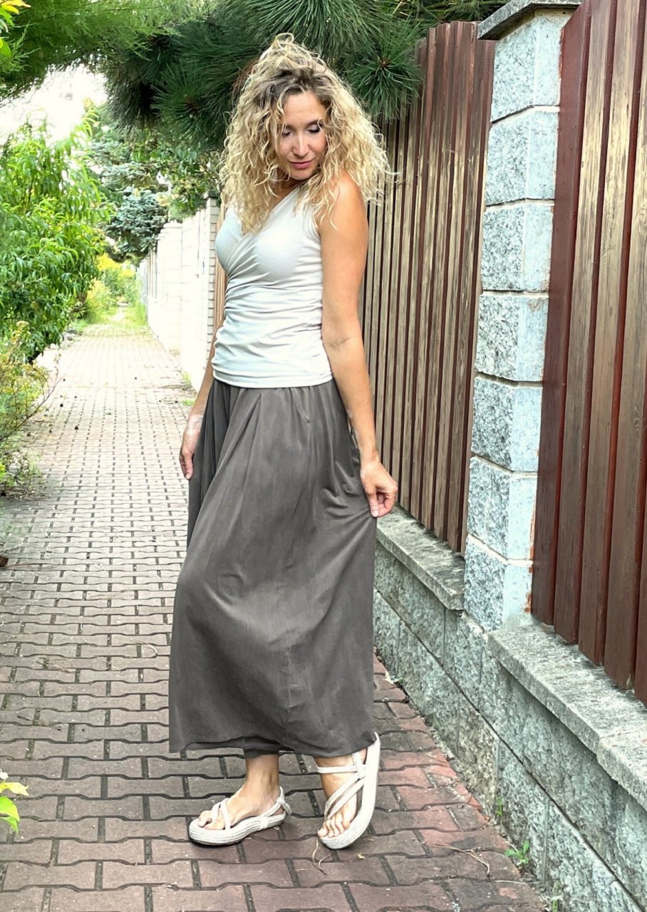 Kalhotová sukně pružné cupro maxi