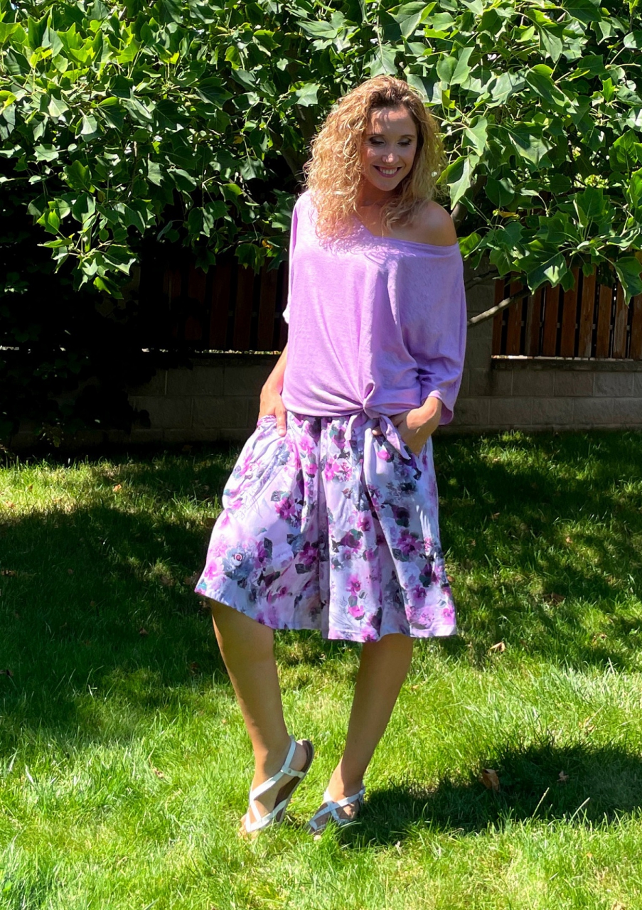 Kalhotová sukně fialková