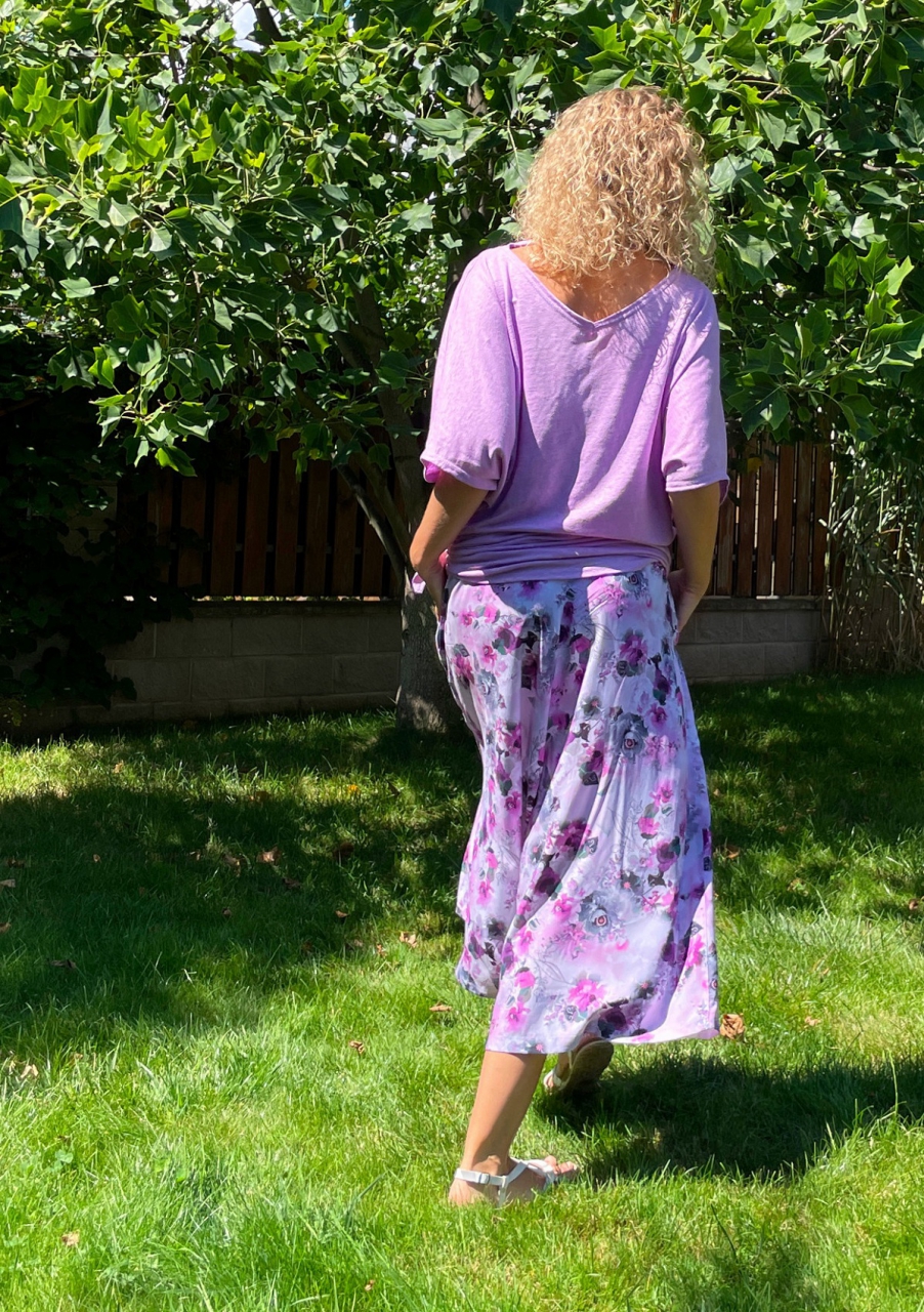 Kalhotová sukně fialka maxi
