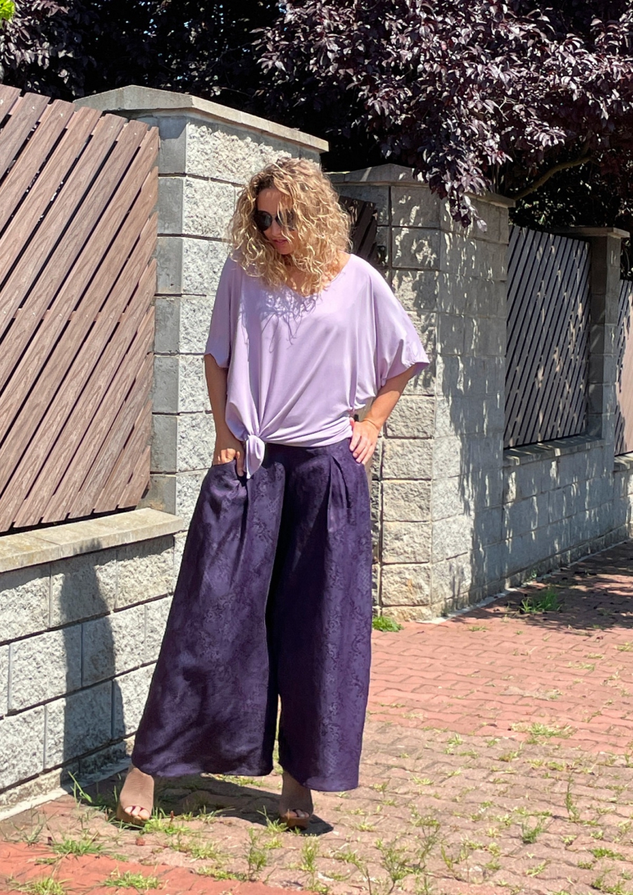Kalhotová sukně fialová dlouhá