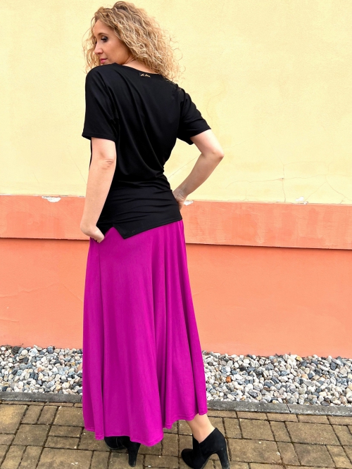 Polokolová sukně- dlouhá fuchsia