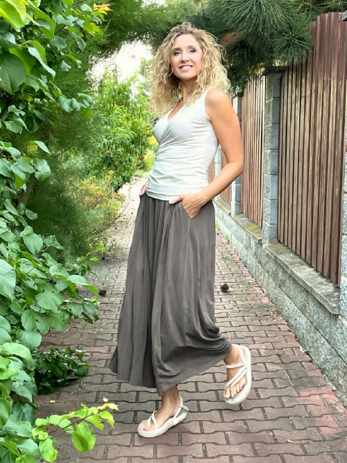 Kalhotová sukně pružné cupro maxi