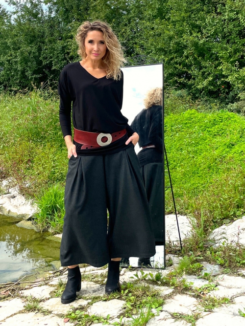 Kalhotová sukně antracitová maxi