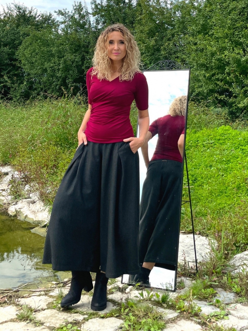 Kalhotová sukně antracitová maxi