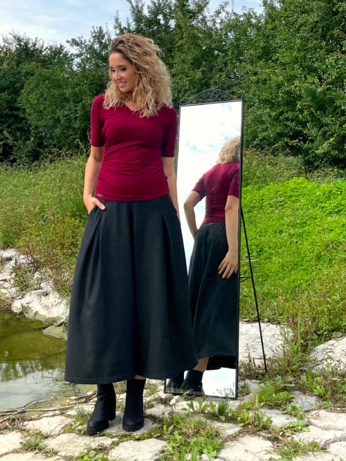 Kalhotová sukně antracitová maxi