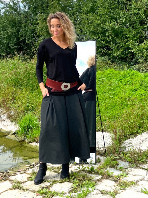 Kalhotová sukně antracitová maxi