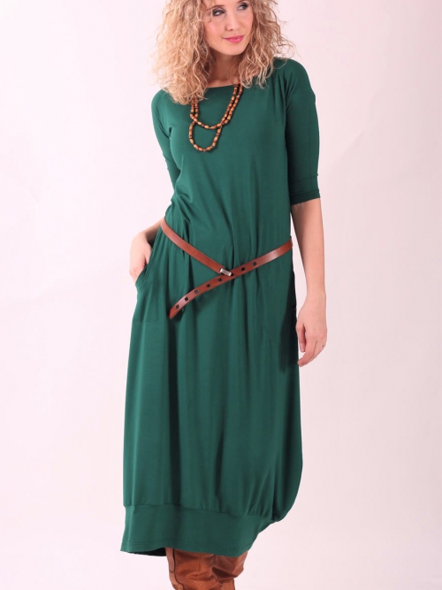Šaty s balonovou sukní zelené dlouhé