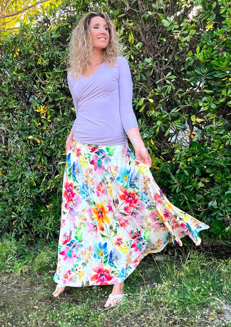 Polokolová sukně- dlouhá květovaná