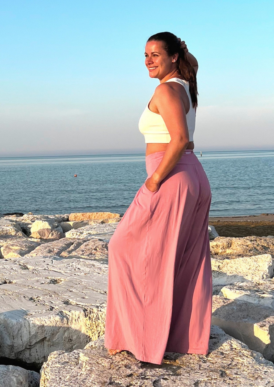 Kalhotová sukně růžová dlouhá