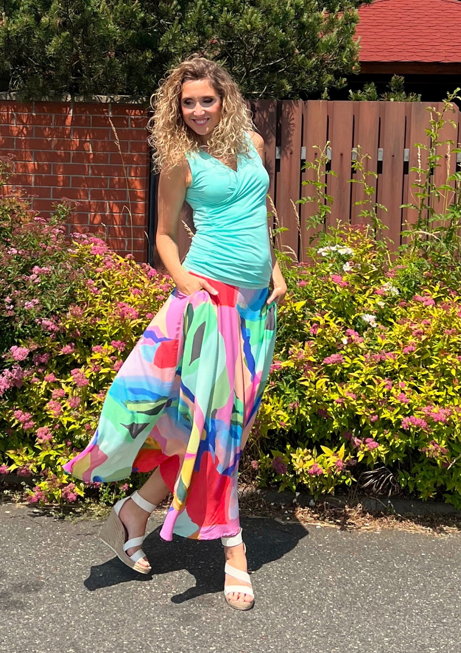 Polokolová sukně dlouhá barevná
