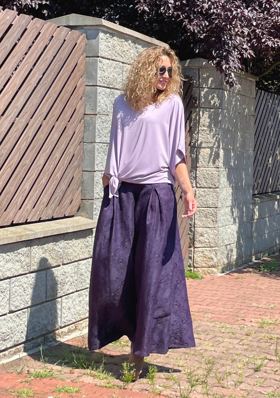 Kalhotová sukně fialová dlouhá