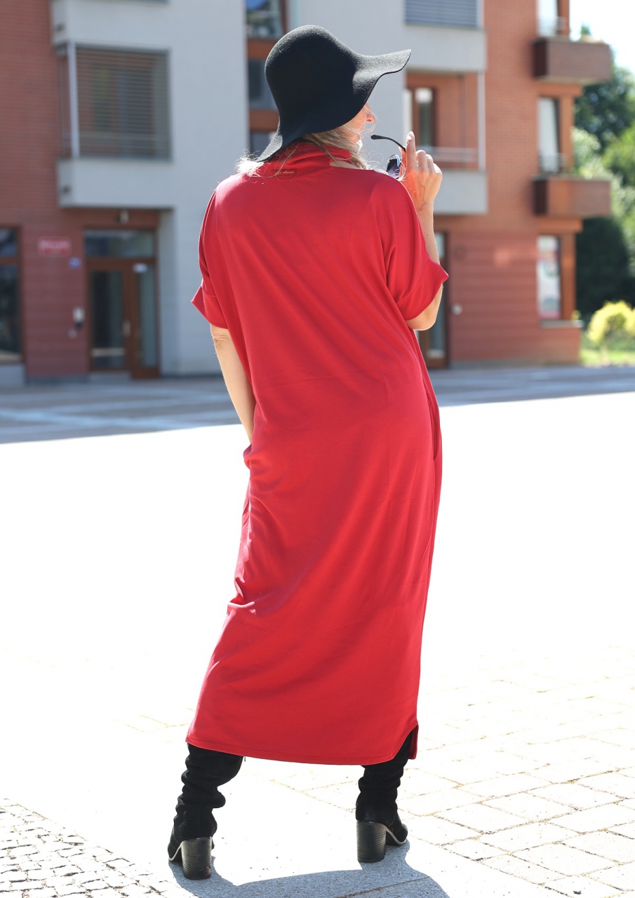 Rolákové šaty dlouhé červené