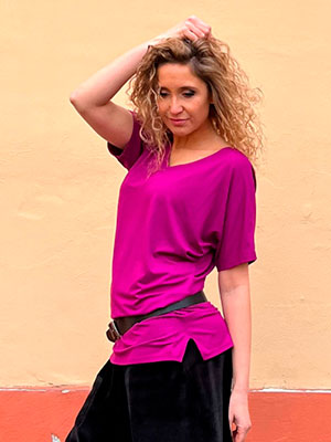 Tunika prodloužená s krátkým rukávem fuchsia
