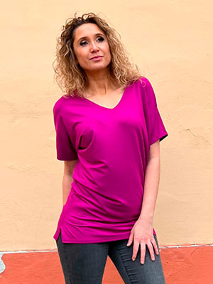 Tunika prodloužená s krátkým rukávem fuchsia