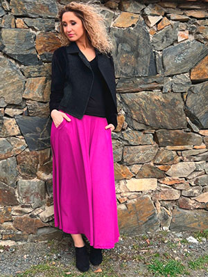 Polokolová sukně- dlouhá fuchsia