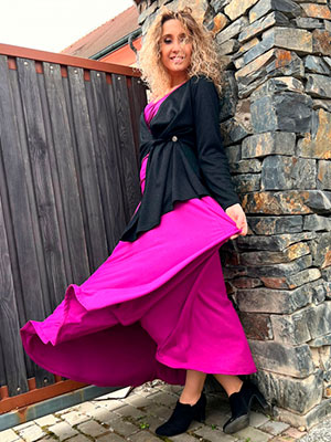 Polokolová sukně- dlouhá fuchsia