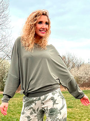Oversize khaki netopýří tunika dlouhý rukáv