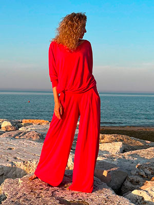 Kalhotová sukně červená dlouhá