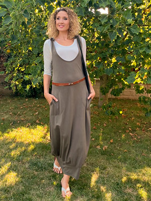 Khaki šatová sukně