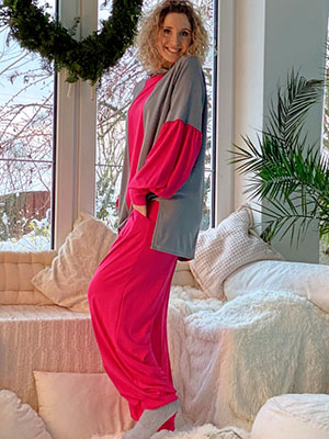 Šedocyklámenová oversize mikina