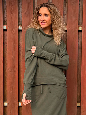 Khaki mikina s klokankou