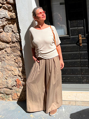 Kalhotová sukně dlouhá béžová