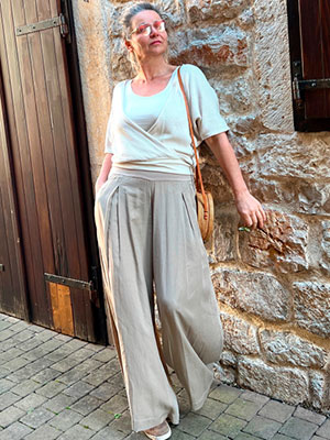 Kalhotová sukně dlouhá béžová