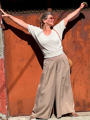 Kalhotová sukně dlouhá béžová
