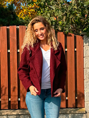 Oversize teplé sako burgundy