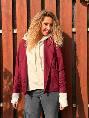 Oversize semišové sako burgundy