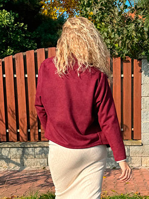Oversize semišové sako burgundy