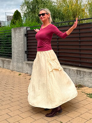 Volná sukně s kapsami - vanilková
