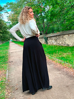 Kalhotová sukně dlouhá černá se lnem