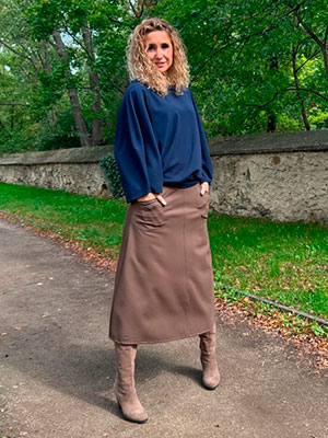 Zvonová sukně hnědá