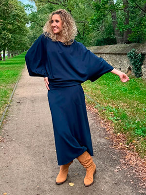 Zvonová sukně modrá