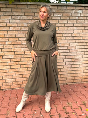 Kalhotová sukně maxi khaki