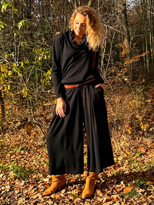 Kalhotová sukně maxi černá