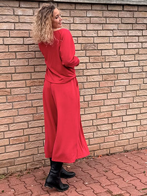 Kalhotová sukně maxi tmavě červená