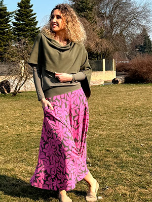 Polokolová sukně-růžovo khaki