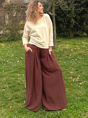 Kalhotová sukně palisandr