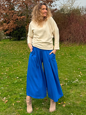 Kalhotová sukně maxi královská modrá