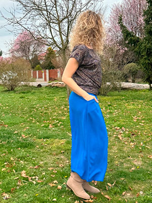 Kalhotová sukně maxi královská modrá