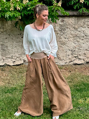 Kalhotová sukně světle hnědé cupro
