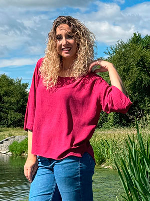 Tunika se lnem malinová