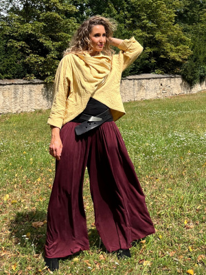 Kalhotová sukně mahagonové cupro