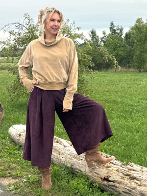 Kalhotová sukně manžestrová lilková