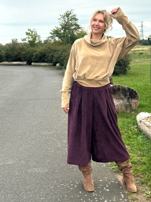 Kalhotová sukně manžestrová lilková
