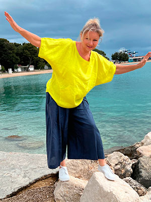 Kalhotová sukně lněná tmavě modrá