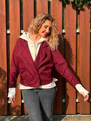 Oversize semišové sako burgundy